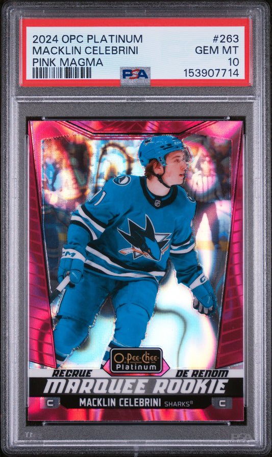 2024 UPPER DECK O-PEE-CHEE PLATINUM #263 MACKLIN CELEBRINI ROOKIE PINK MAGMA PSA 10