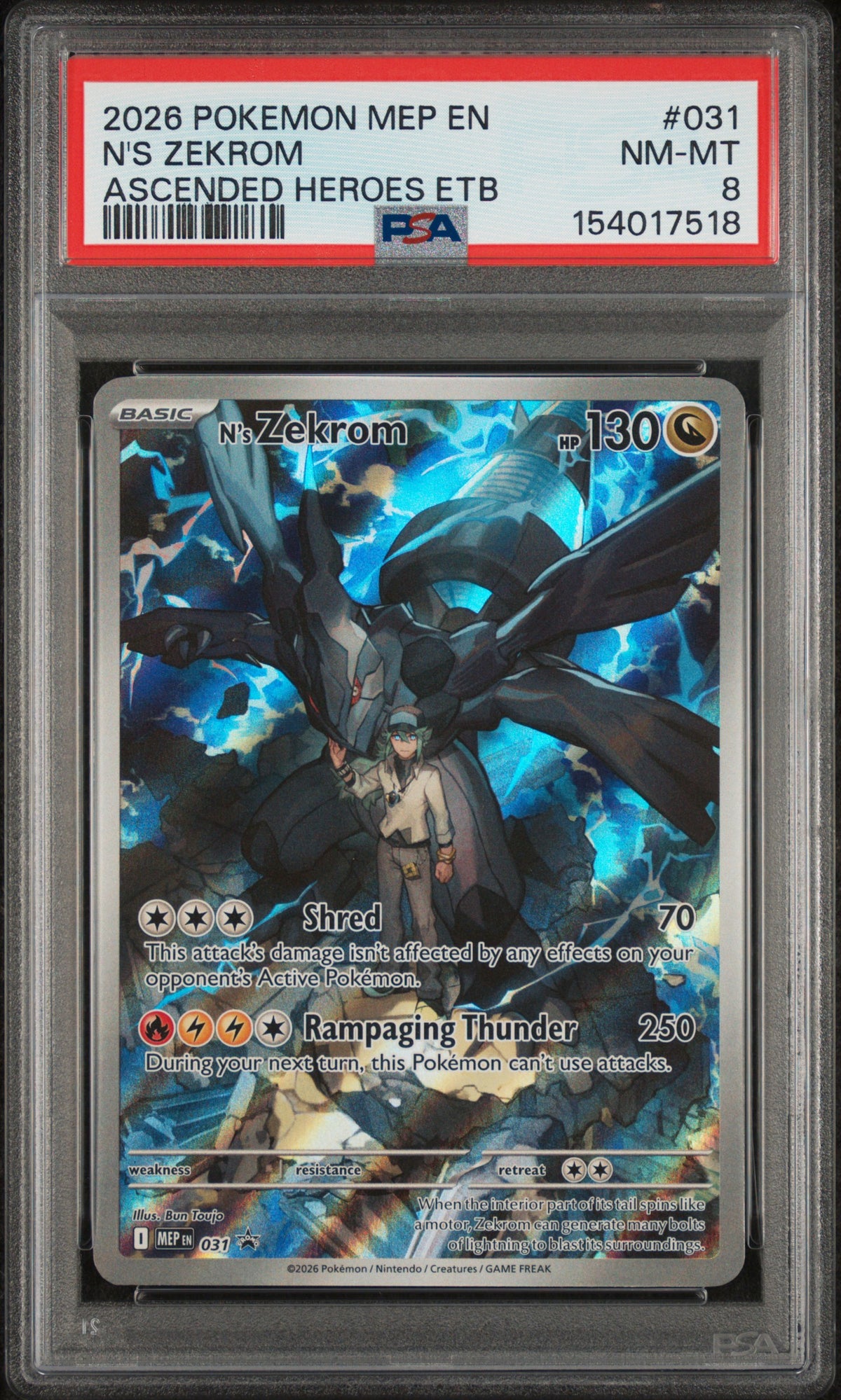 2026 POKEMON MEP BLACK STAR PROMOS #031 N'S ZEKROM PSA 8