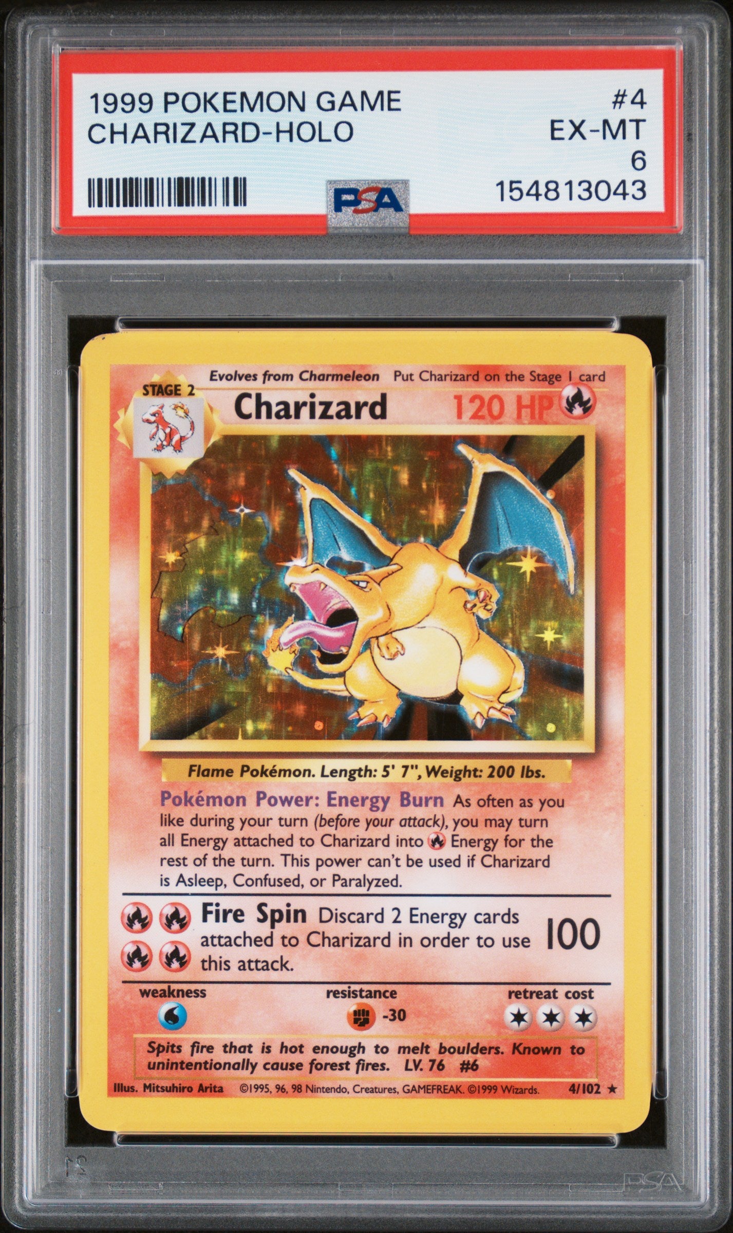 1999 POKEMON GAME #4 CHARIZARD HOLO PSA 6