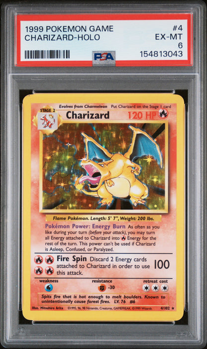 1999 POKEMON GAME #4 CHARIZARD HOLO PSA 6