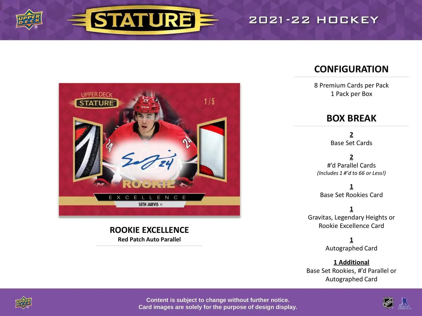 2021-22 Upper Deck Stature Hockey Hobby Box