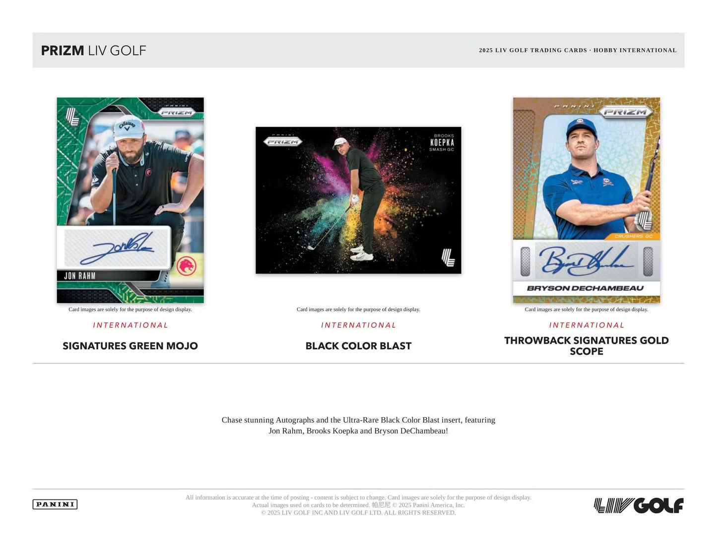 2025 Panini Prizm LIV Golf International Hobby box