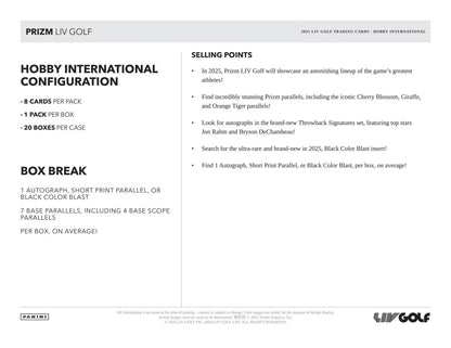 2025 Panini Prizm LIV Golf International Hobby box
