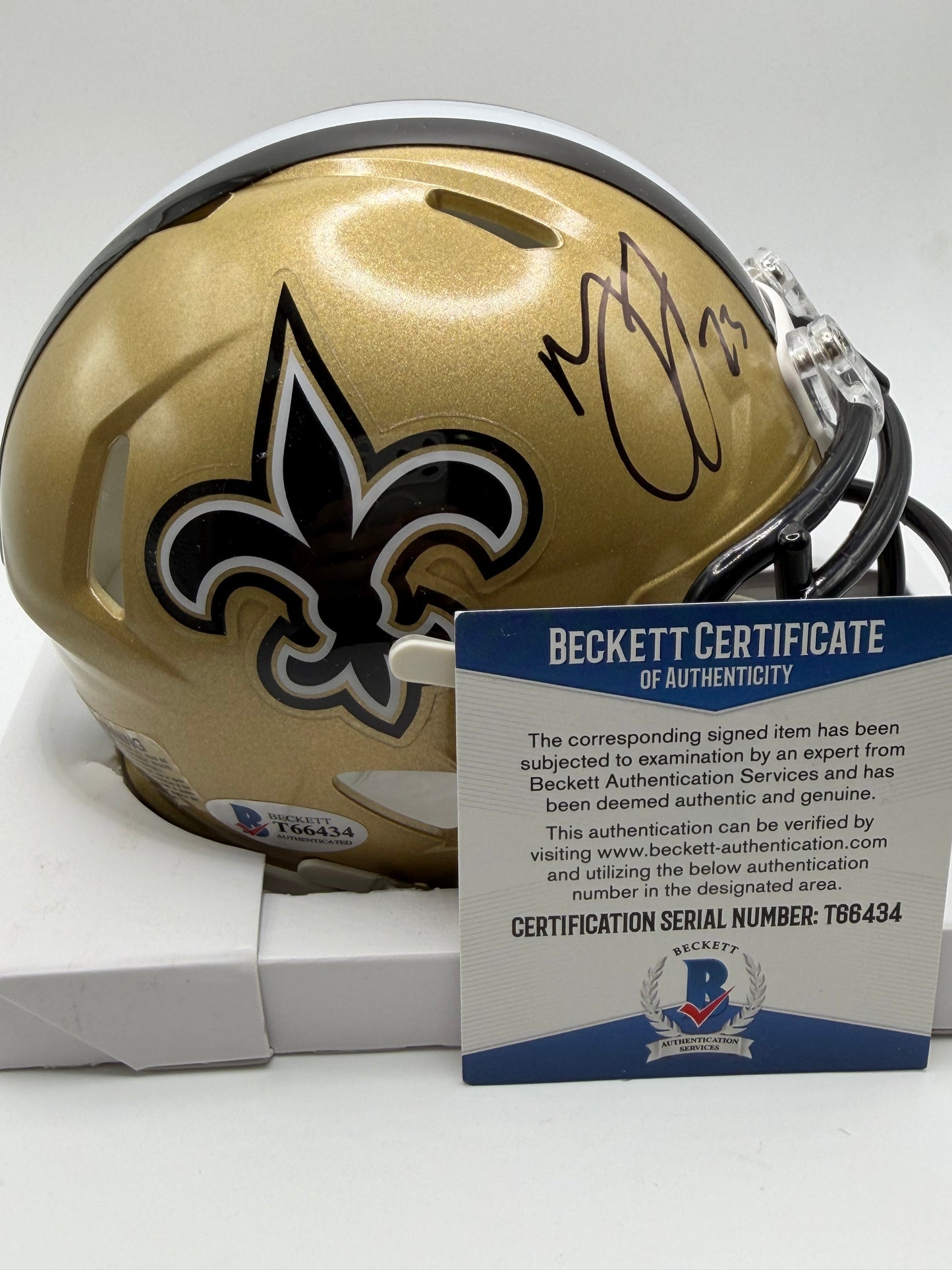 Marshon Lattimore Signed Mini Riddell (Speed) Helmet Beckett COA