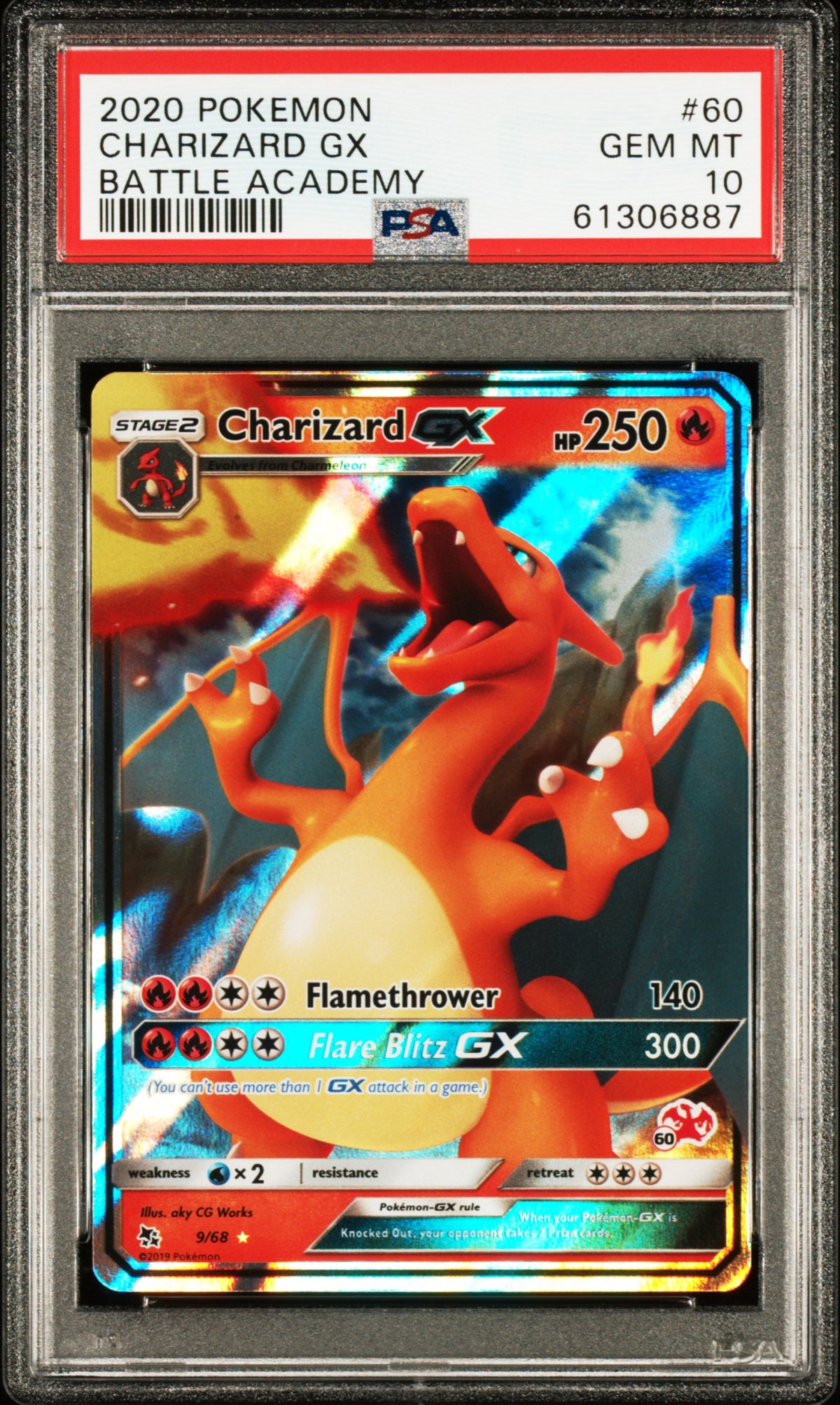 2020 POKEMON BATTLE ACADEMY #60 (Charizard Stamped) CHARIZARD GX BATTLE ACADEMY PSA 10