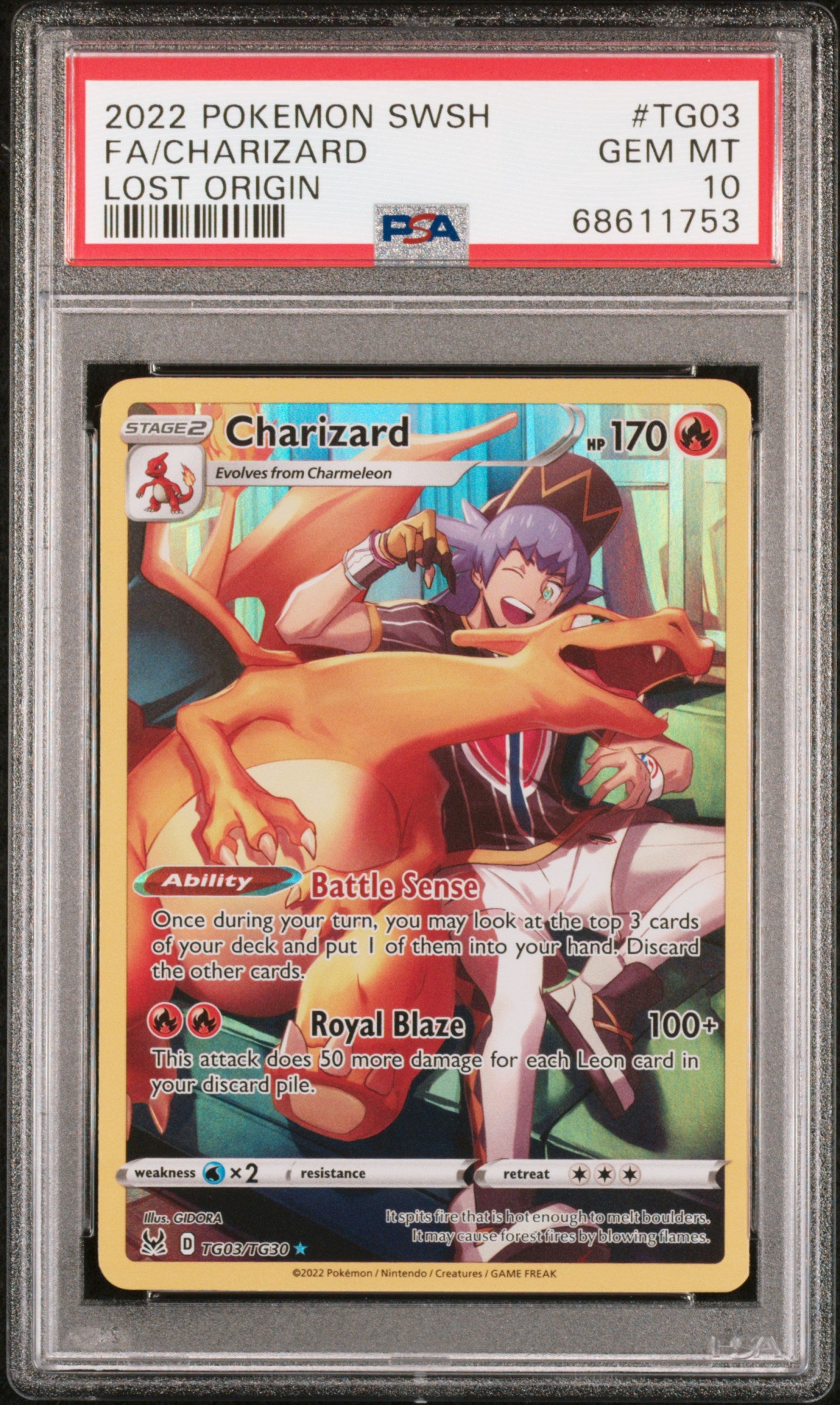 2022 POKEMON SWSH CHARIZARD FA LOST ORIGIN TG03/TG30 PSA 10
