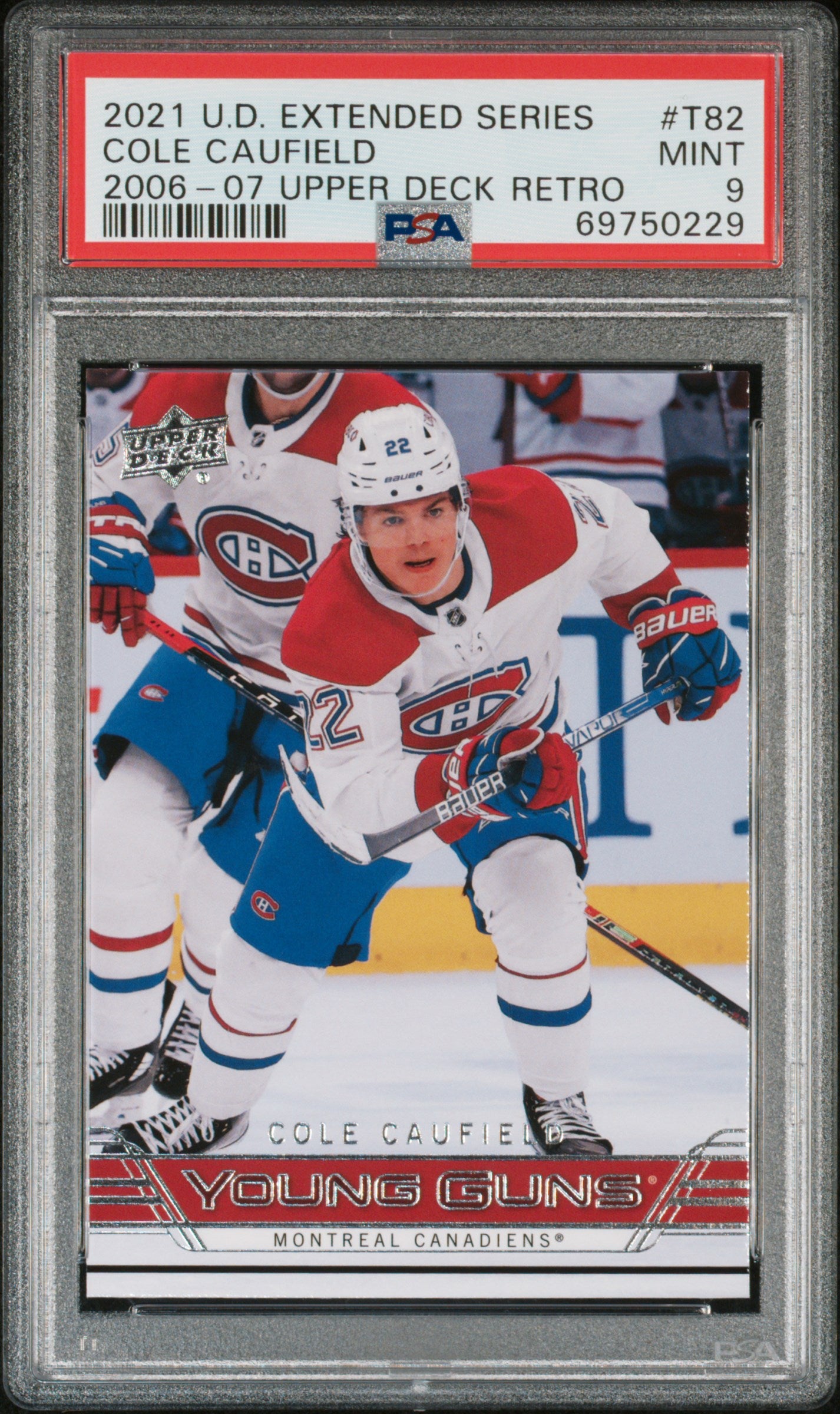 2021 UPPER DECK EXTENDED SERIES 06-07 RETRO YOUNG GUNS #T82 COLE CAUFIELD PSA 9