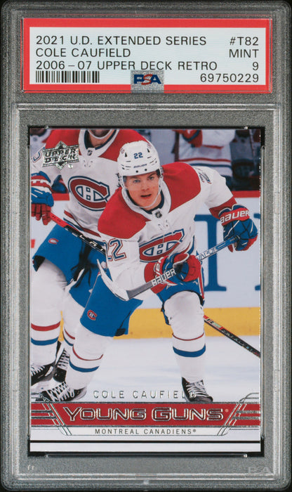 2021 UPPER DECK EXTENDED SERIES 06-07 RETRO YOUNG GUNS #T82 COLE CAUFIELD PSA 9