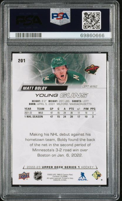 2022-23 UPPER DECK SERIES 1 MATT BOLDY YOUNG GUNS PSA 10