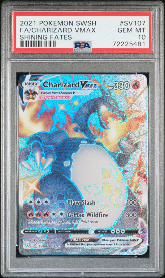2021 POKEMON SWSH FULL ART CHARIZARD VMAX SHINING FATES PSA 10 #SV107