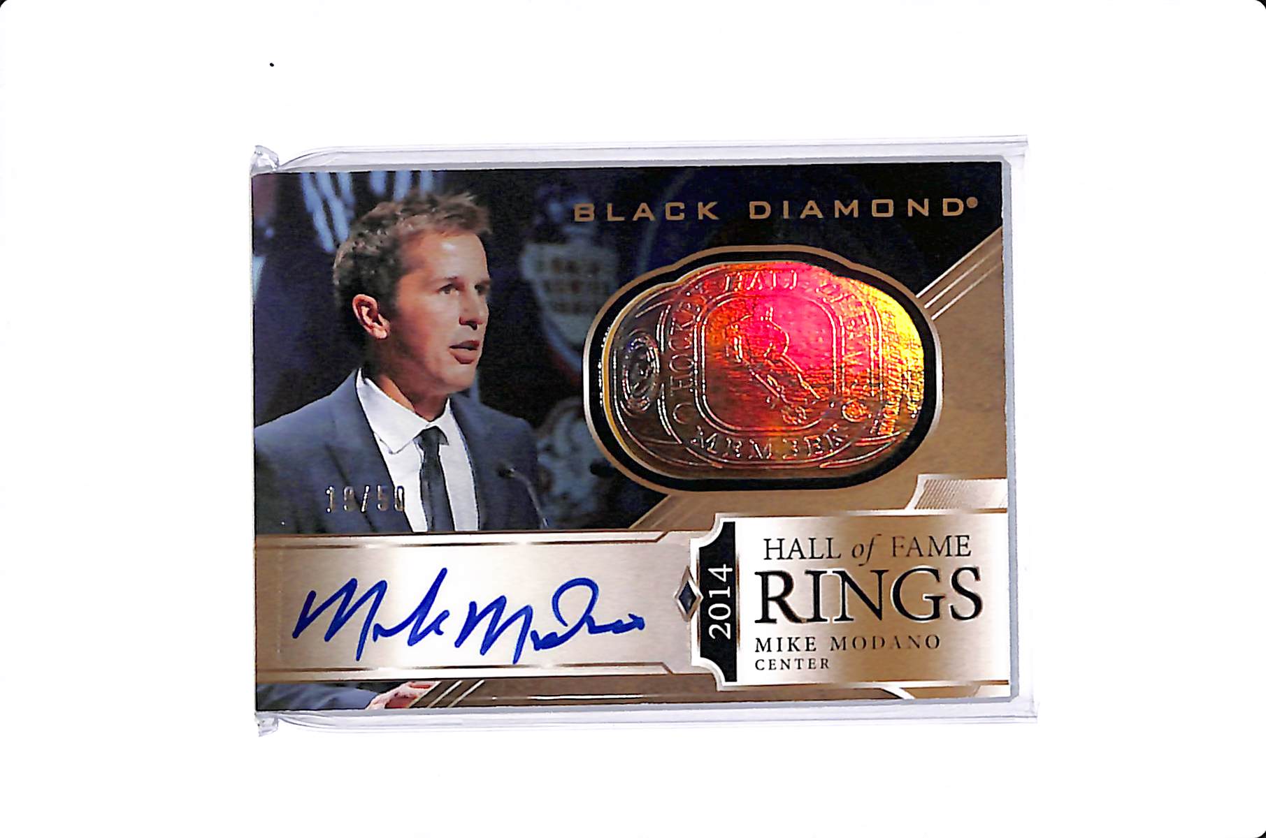 2019-20 UPPER DECK BLACK DIAMOND MIKE MODANO HALL OF FAME RINGS AUTOGRAPH /50 #HR-MO