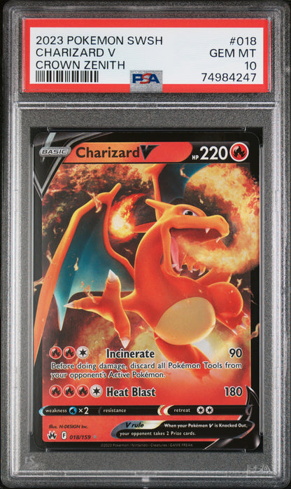 2023 POKEMON SWSH CROWN ZENITH #018 CHARIZARD V PSA 10