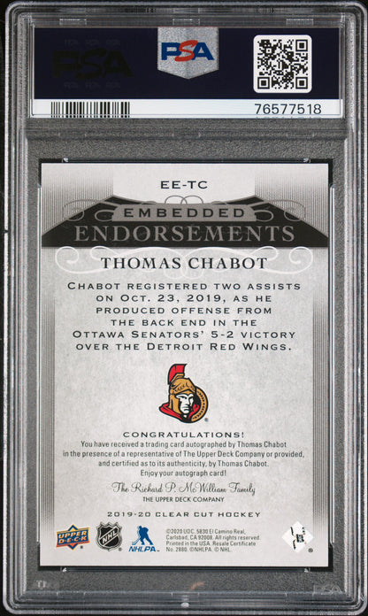 2019 UPPER DECK CLEAR CUT EMBEDDED ENDORSEMENTS #TC THOMAS CHABOT AUTO /99 PSA 10