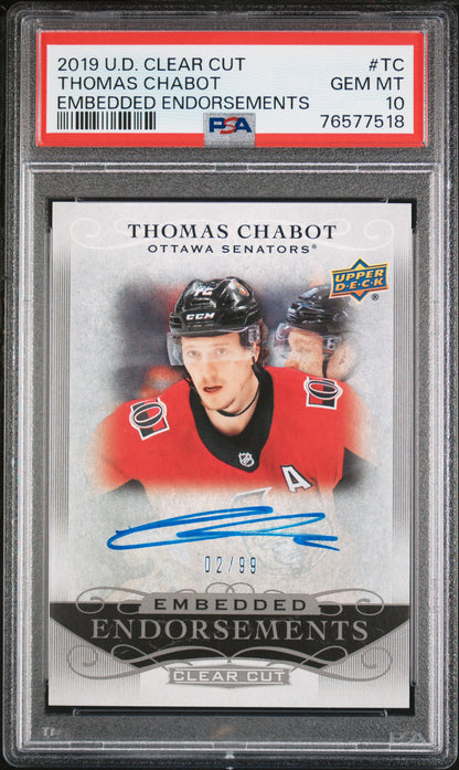 2019 UPPER DECK CLEAR CUT EMBEDDED ENDORSEMENTS #TC THOMAS CHABOT AUTO /99 PSA 10