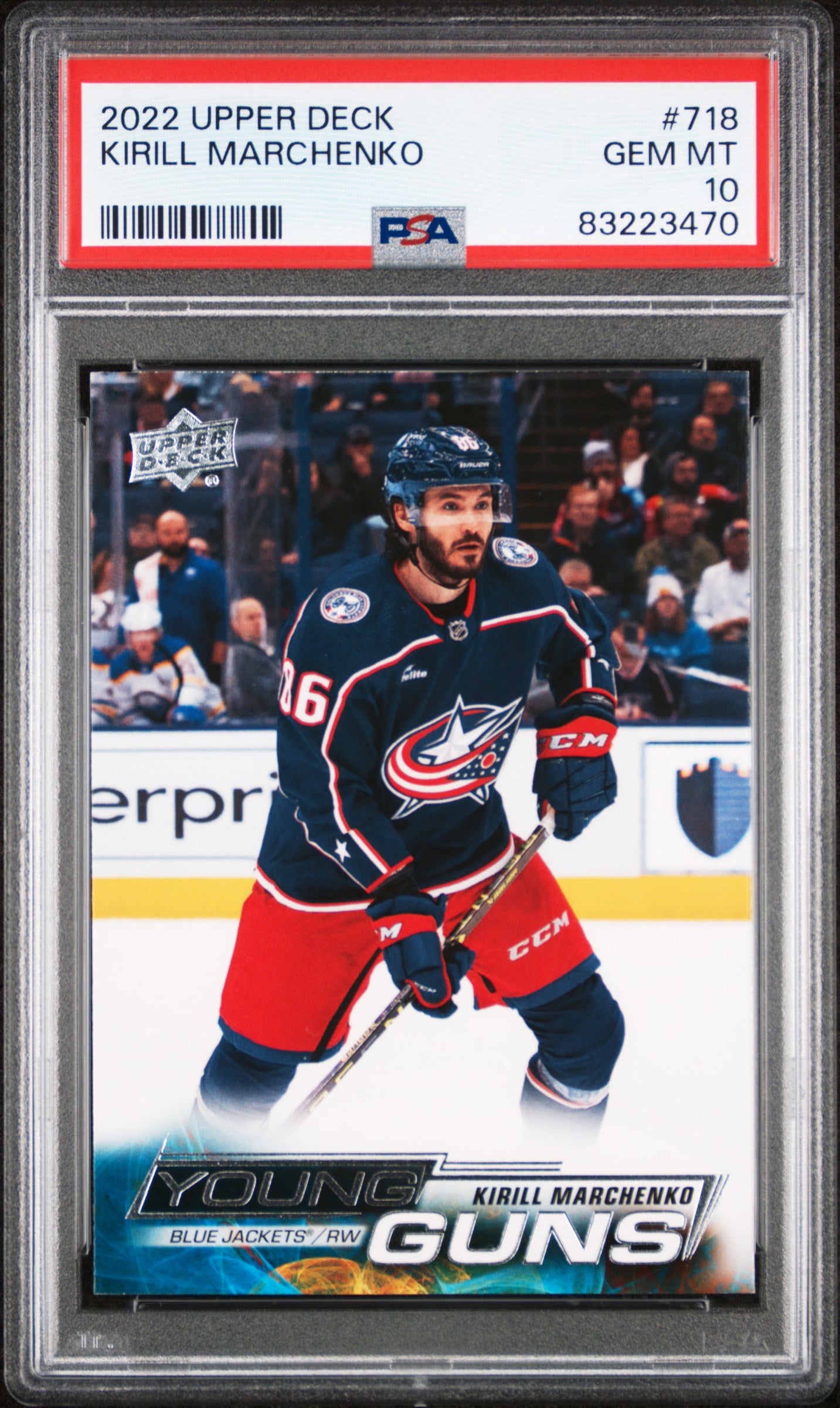 2022-23 UPPER DECK EXTENDED SERIES #718 KIRILL MARCHENKO YOUNG GUNS PSA 10