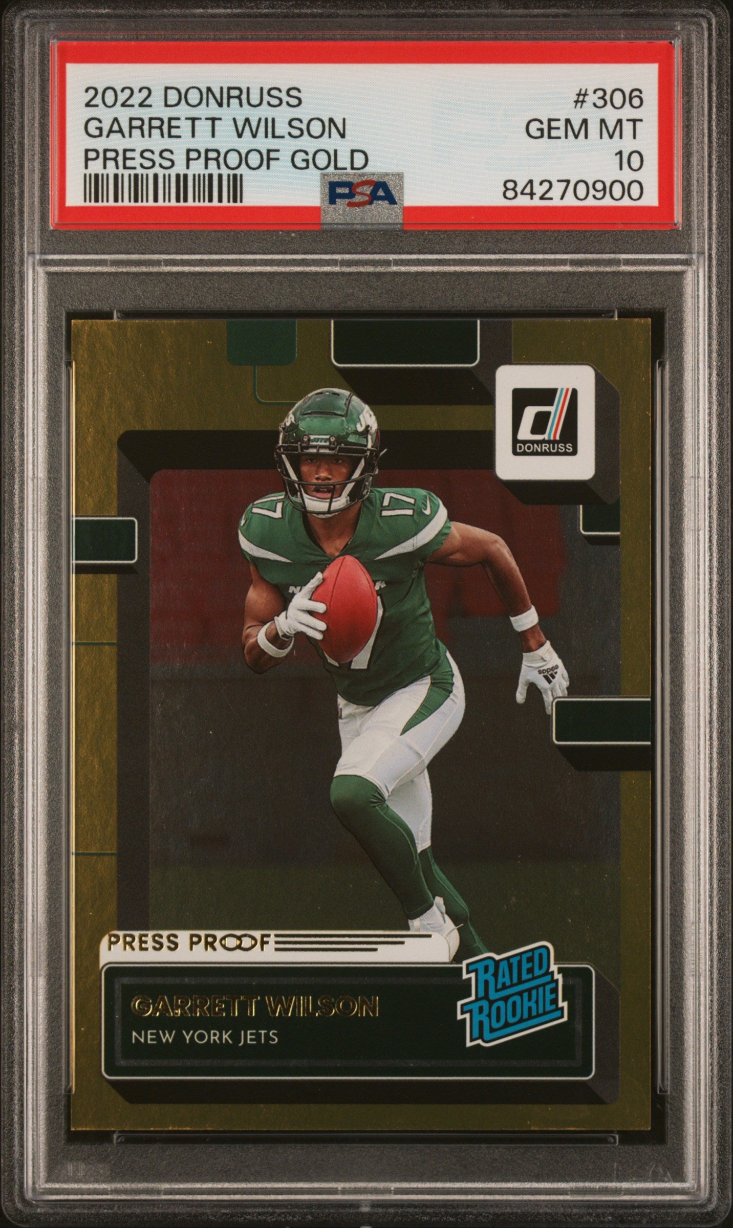 2022 PANINI DONRUSS GARRETT WILSON PRESS PROOF GOLD /50 PSA 10 #306