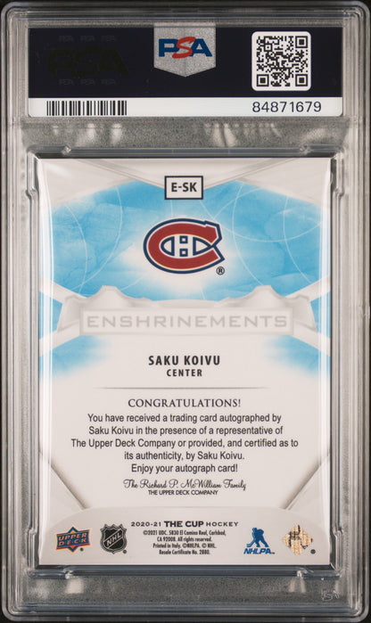 2020 UPPER DECK THE CUP #ESK SAKU KOIVU ENSHRINEMENTS AUTO /99 PSA 8 AUTO 10