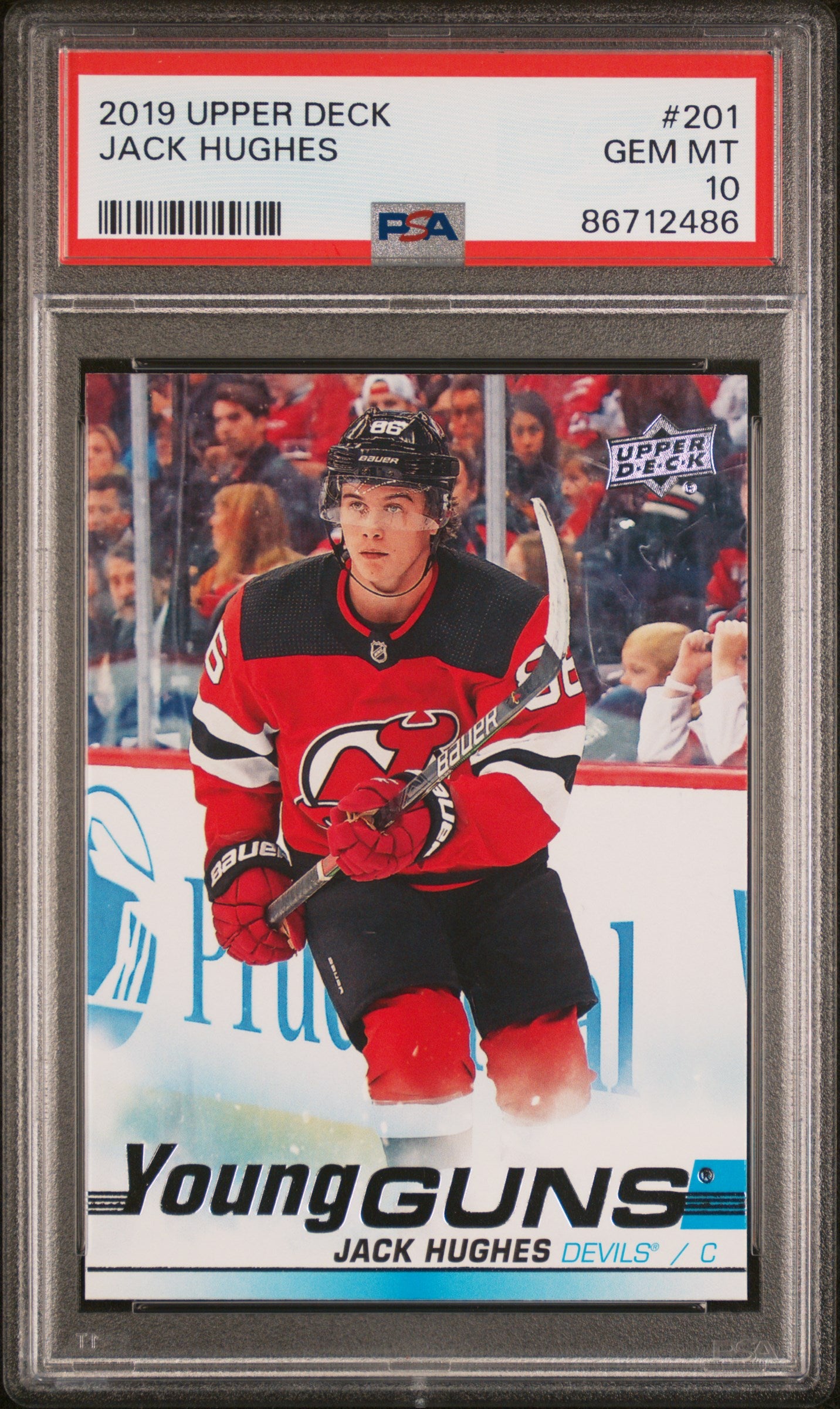 2019-20 UPPER DECK SERIES 1 JACK HUGHES YOUNG GUNS #201 PSA 10