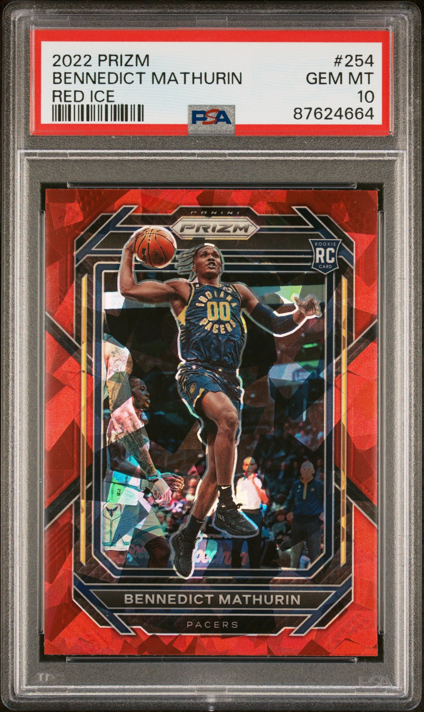 2022 PANINI PRIZM BENNEDICT MATHURIN RED ICE ROOKIE PSA 10 #254