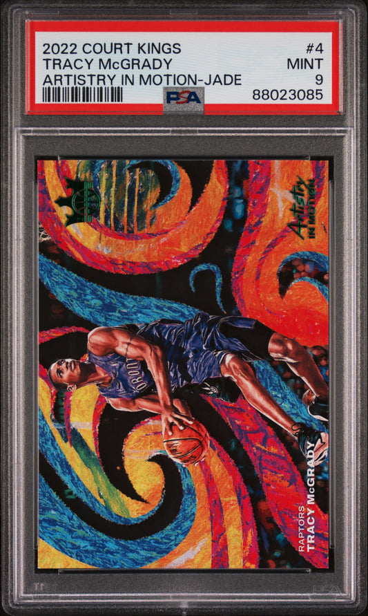 2022 PANINI COURT KINGS ARTISTRY IN MOTION #4 TRACY McGRADY ARTISTRY IN MOTION JADE /25 PSA 9