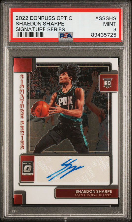 2022 PANINI DONRUSS OPTIC SHAEDON SHARPE ROOKIE SIGNATURE SERIES PSA 9 #SSSHS