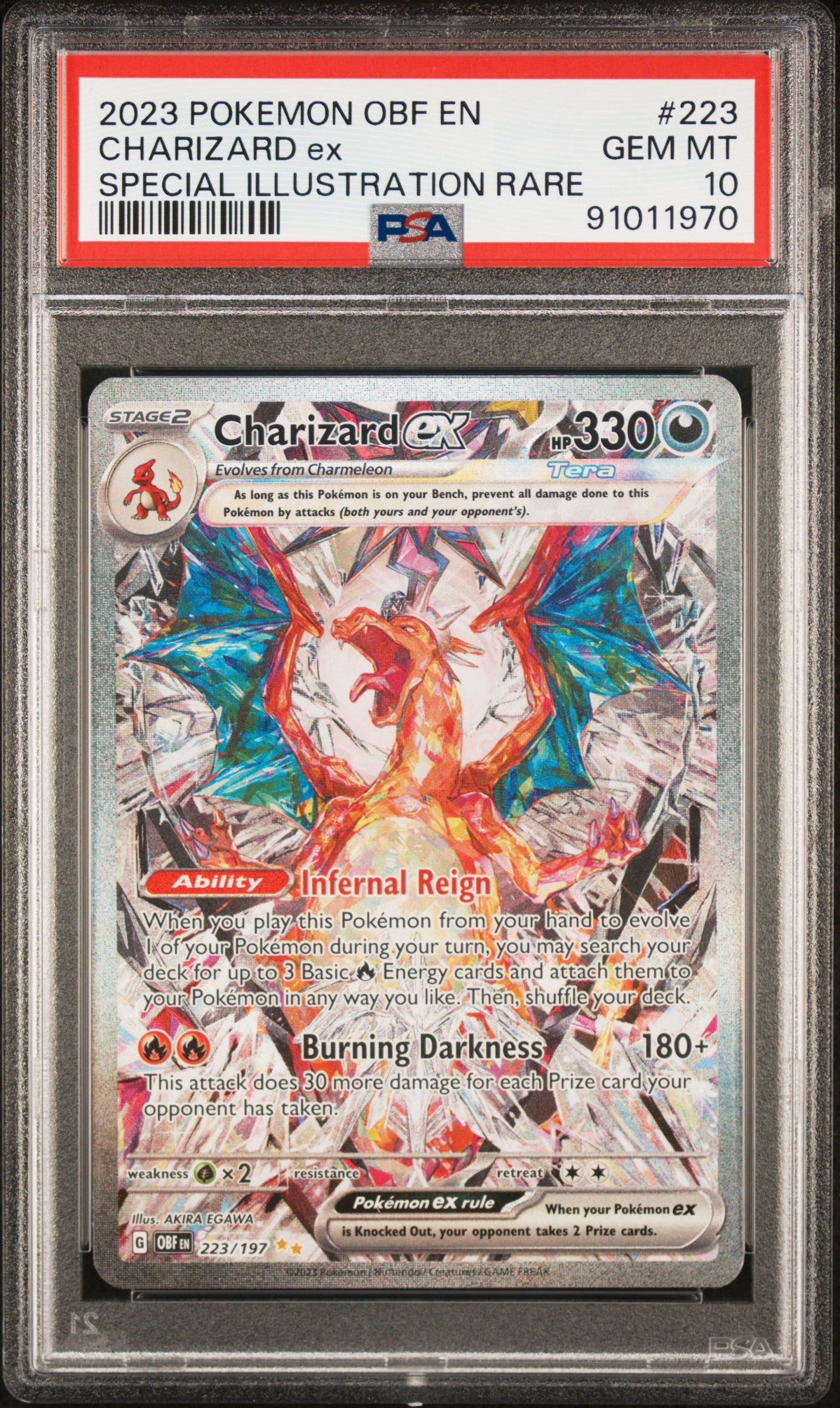 2023 POKEMON OBSIDIAN FLAMES CHARIZARD EX SIR PSA 10 #223