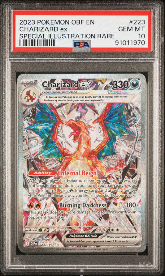2023 POKEMON OBSIDIAN FLAMES CHARIZARD EX SIR PSA 10 #223