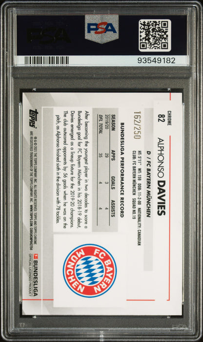 2020 TOPPS CHROME BUNDESLIGA #82 ALPHONSO DAVIES X-FRACTOR /250 PSA 10