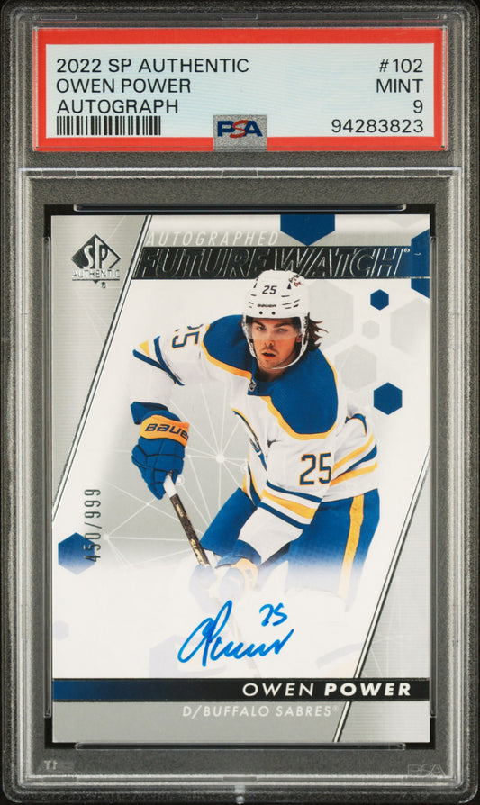 2022-23 SP AUTHENTIC #102 OWEN POWER FUTURE WATCH AUTOGRAPH /999 PSA 9