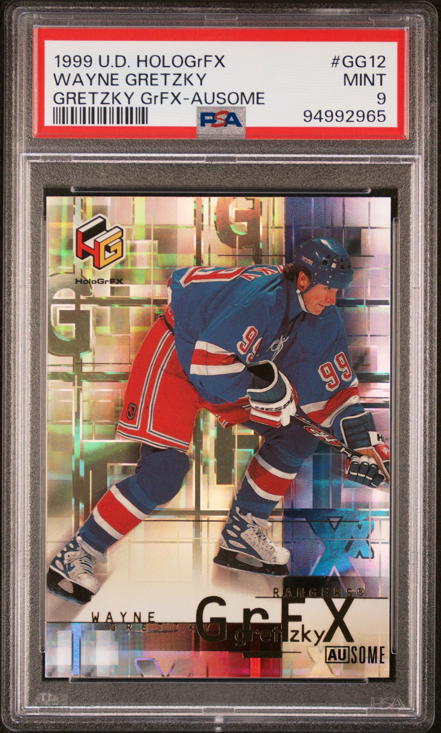 1999 UPPER DECK HOLOGrFX GRETZKY GrFX #GG12 WAYNE GRETZKY GrFX-AUSOME PSA 9