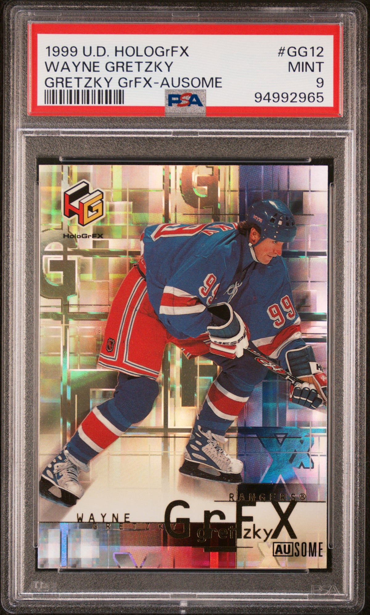 1999 UPPER DECK HOLOGrFX GRETZKY GrFX #GG12 WAYNE GRETZKY GrFX-AUSOME PSA 9