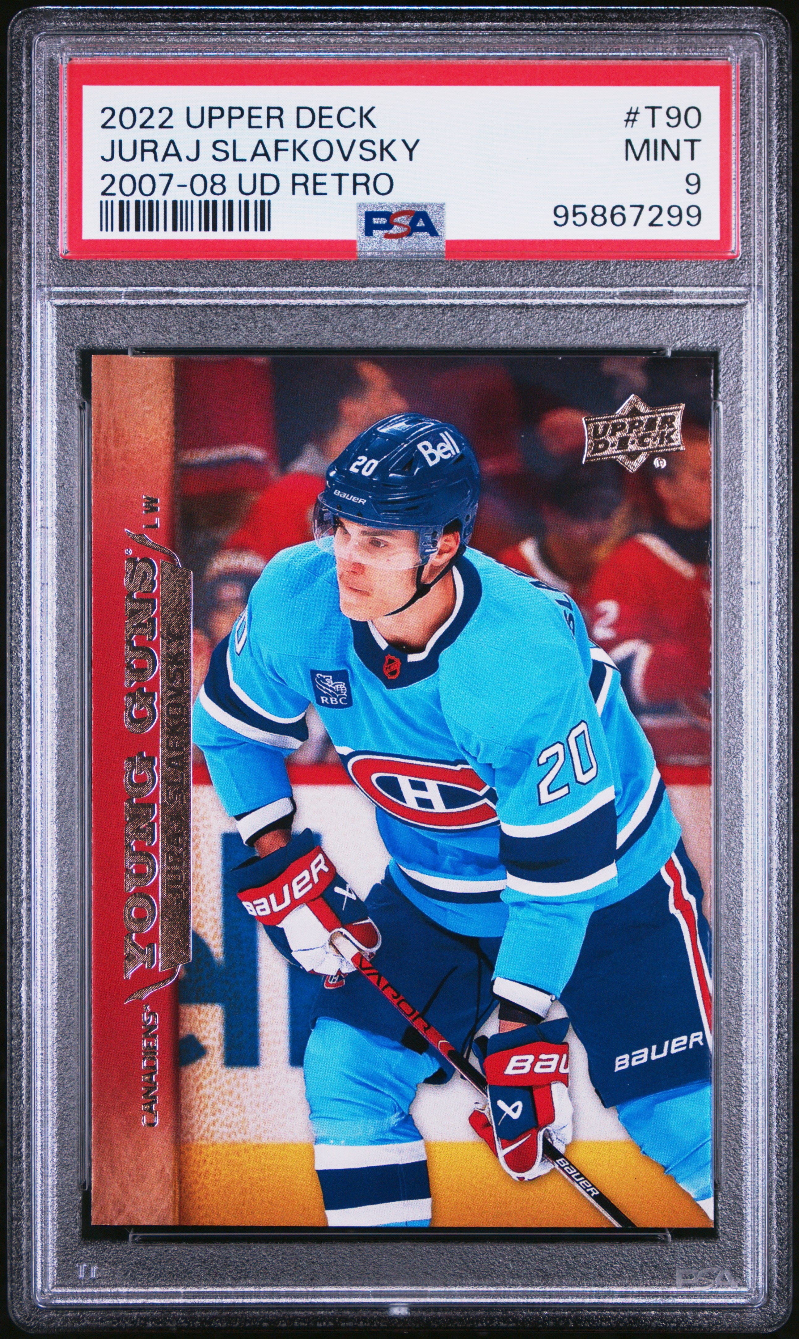 2022 UPPER DECK EXTENDED SERIES 2007-08 UPPER DECK RETRO #T90 JURAJ SLAFKOVSKY PSA 9 #T90