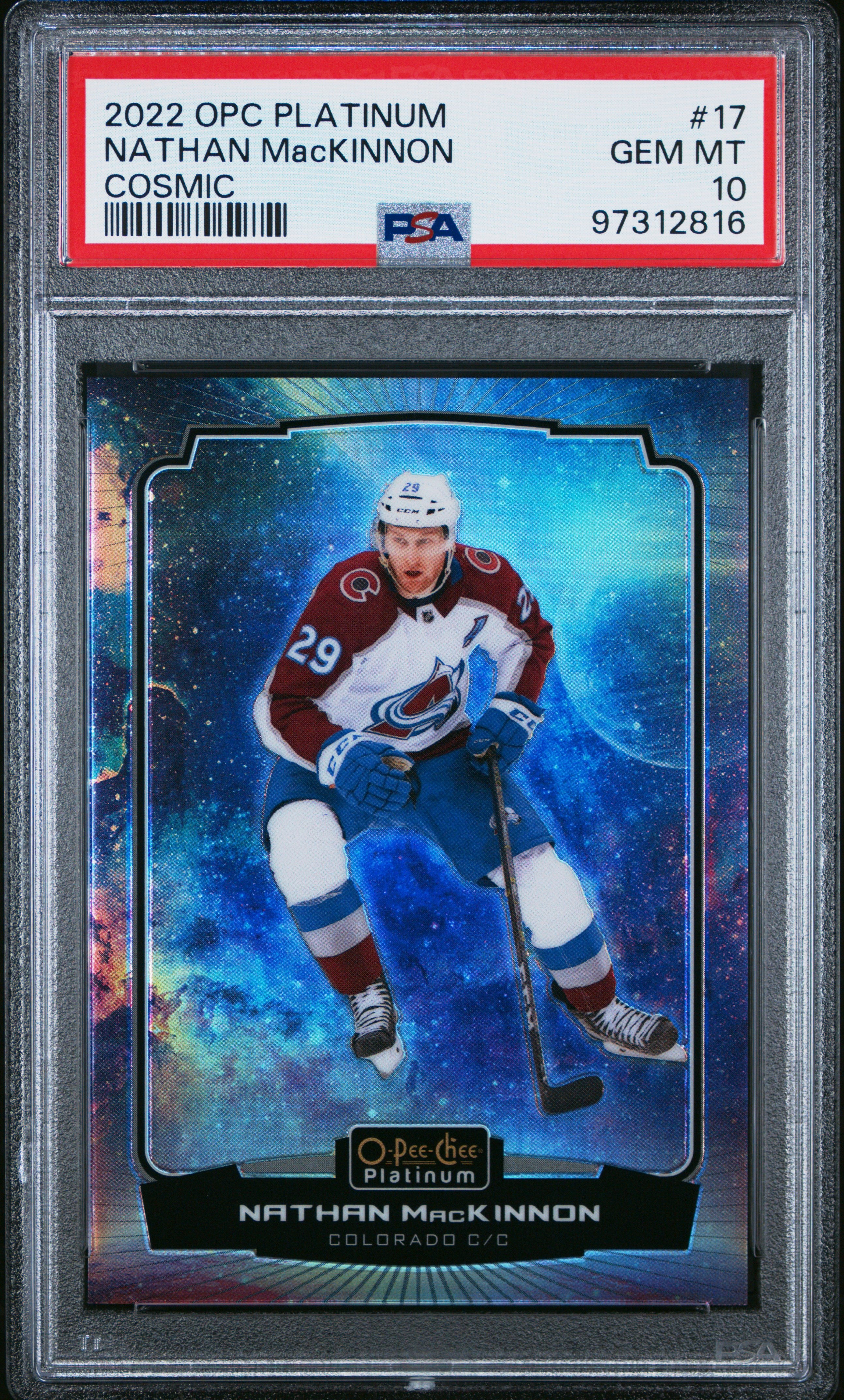 2022 O-PEE-CHEE PLATINUM #17 NATHAN MacKINNON COSMIC /65 PSA 10