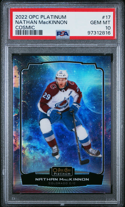 2022 O-PEE-CHEE PLATINUM #17 NATHAN MacKINNON COSMIC /65 PSA 10