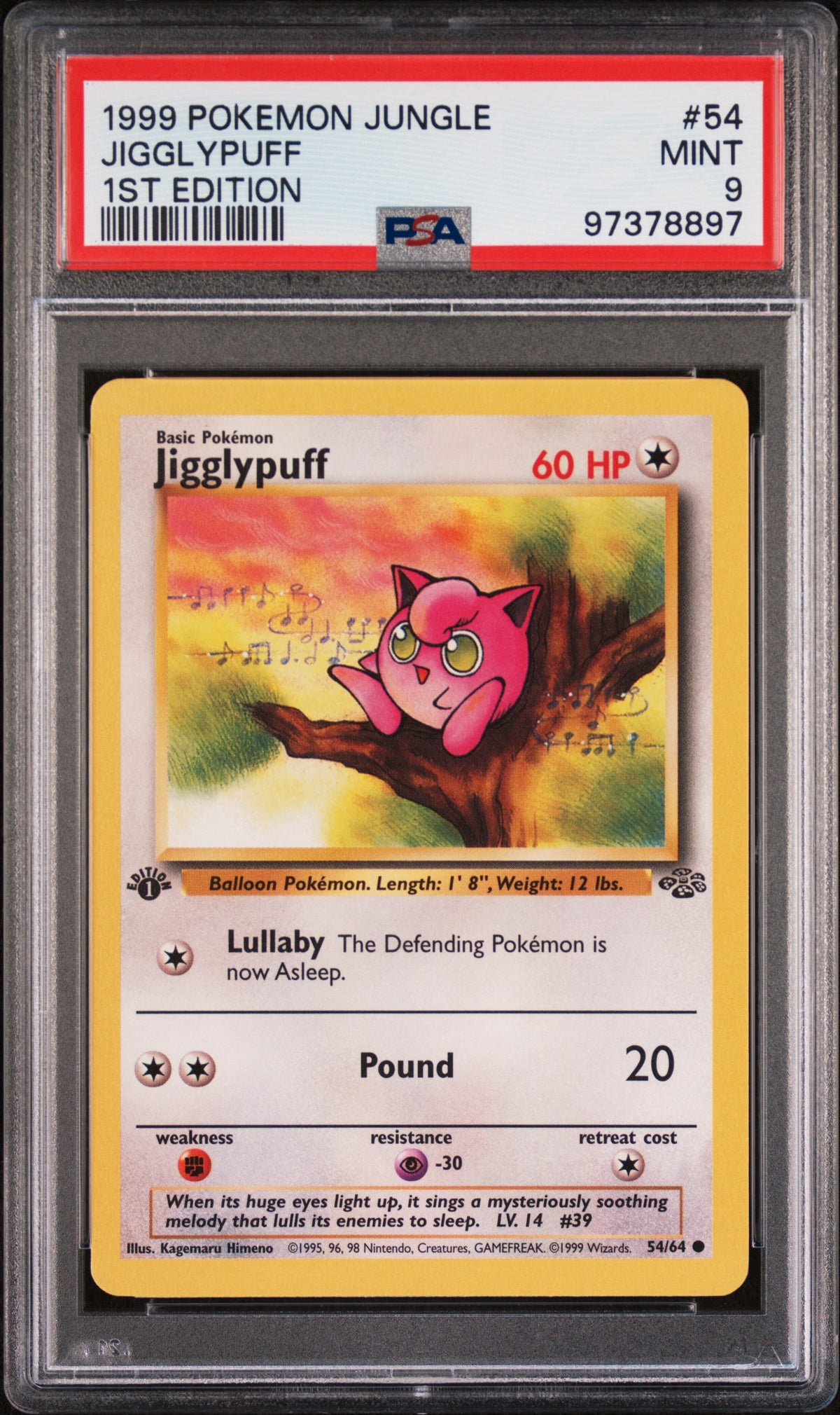 1999 POKEMON JUNGLE #54 JIGGLYPUFF 1ST EDITION PSA 9
