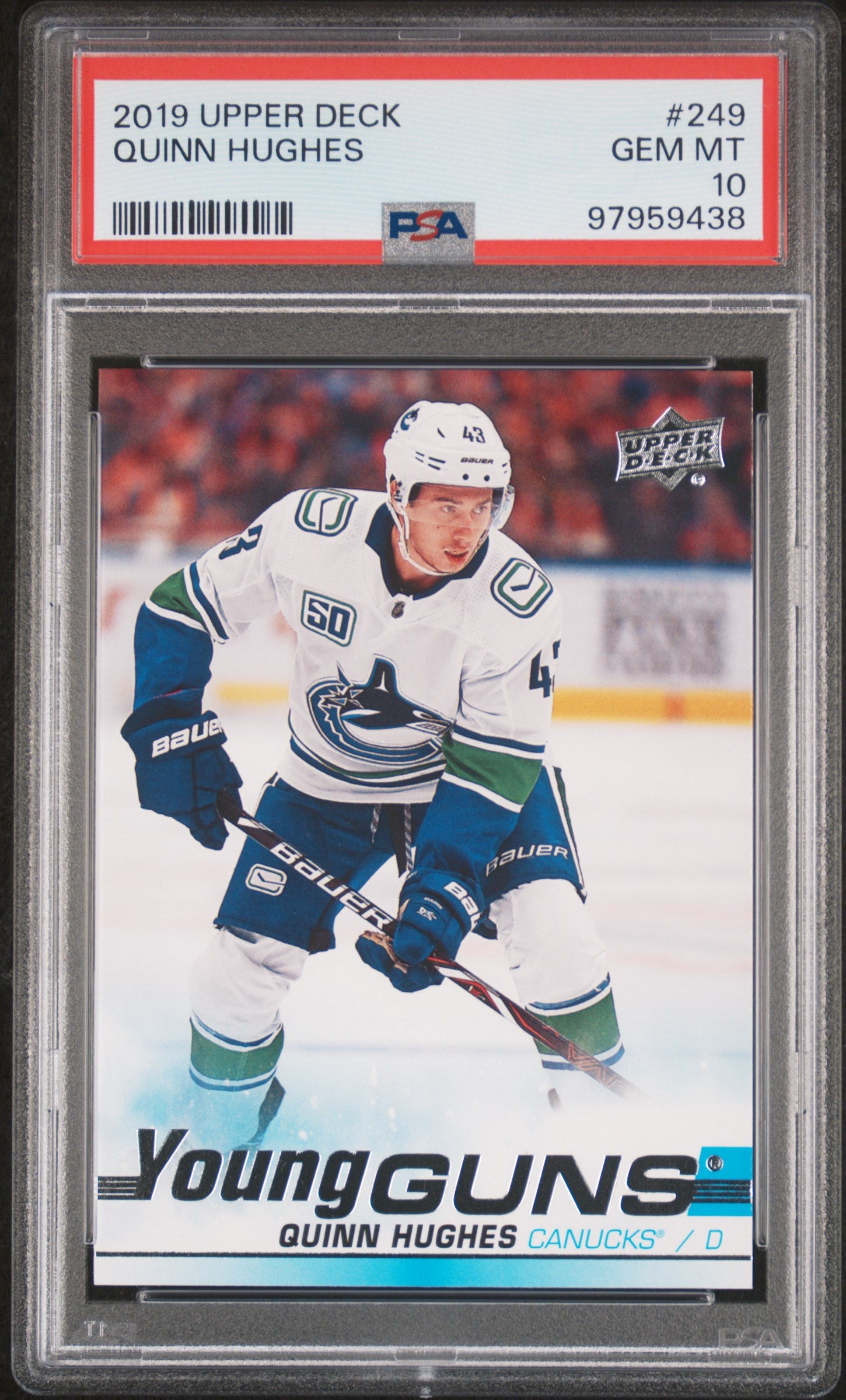 2019-20 UPPER DECK SERIES 1 QUINN HUGHES YOUNG GUNS PSA 10 #249