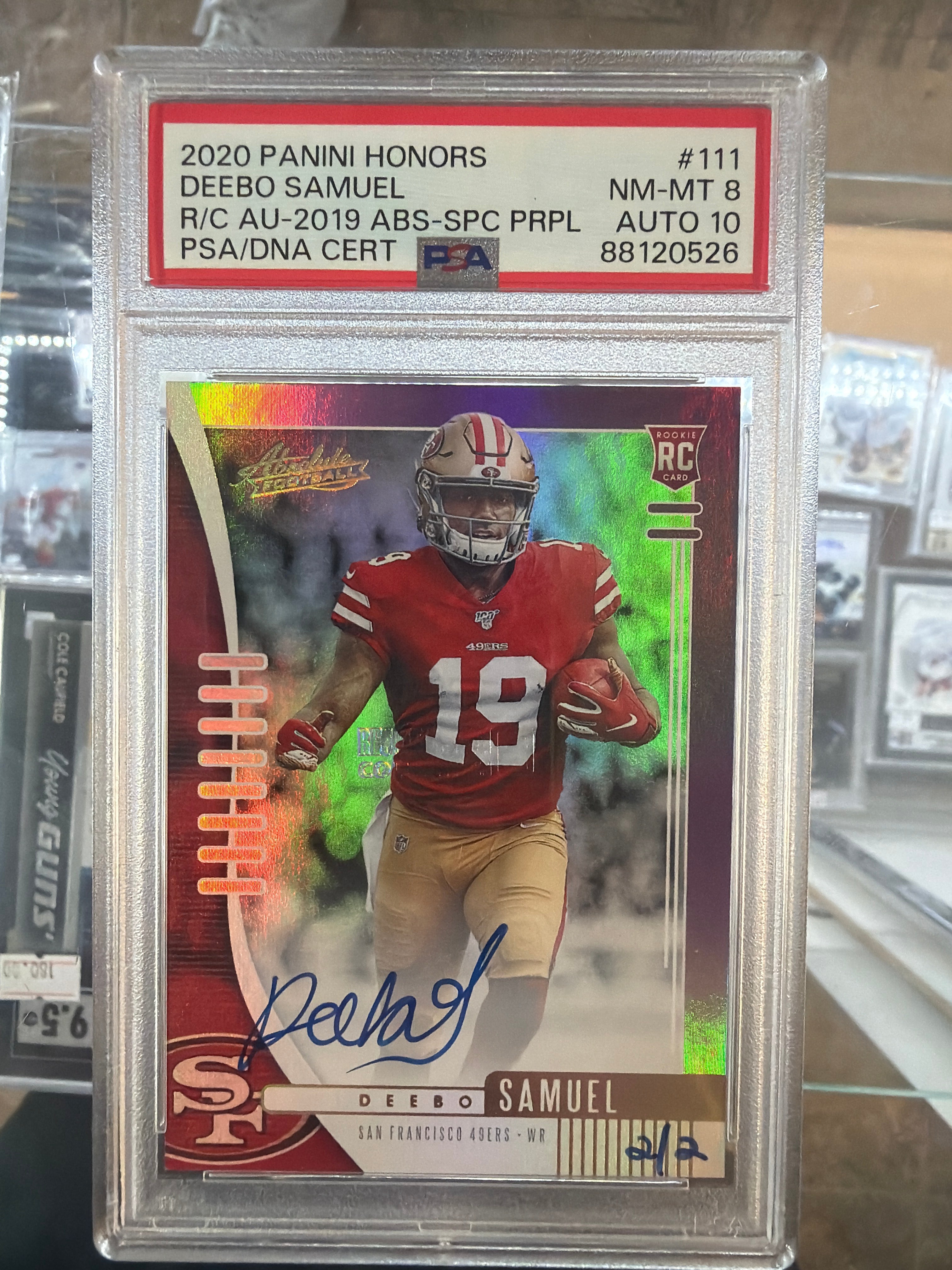 2020 HONORS DEEBO SAMUEL RC AUTO /2 PSA 8 AUTO 10