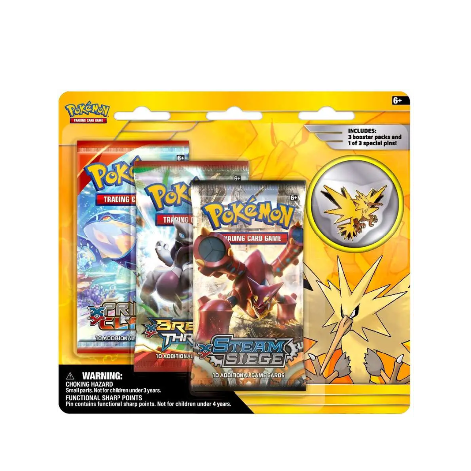 XY Steam Siege Collectible Pin 3 Pack Blister (Zapdos Pin)
