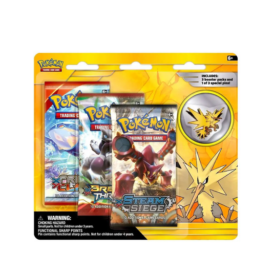 XY Steam Siege Collectible Pin 3 Pack Blister (Zapdos Pin)