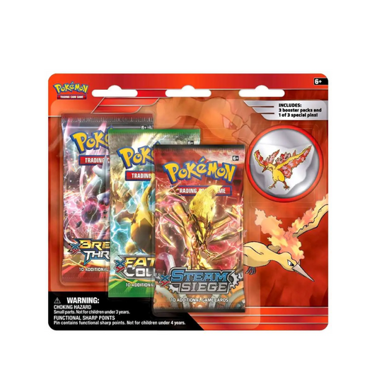 XY Steam Siege Collectible Pin 3 Pack Blister (Moltres Pin)