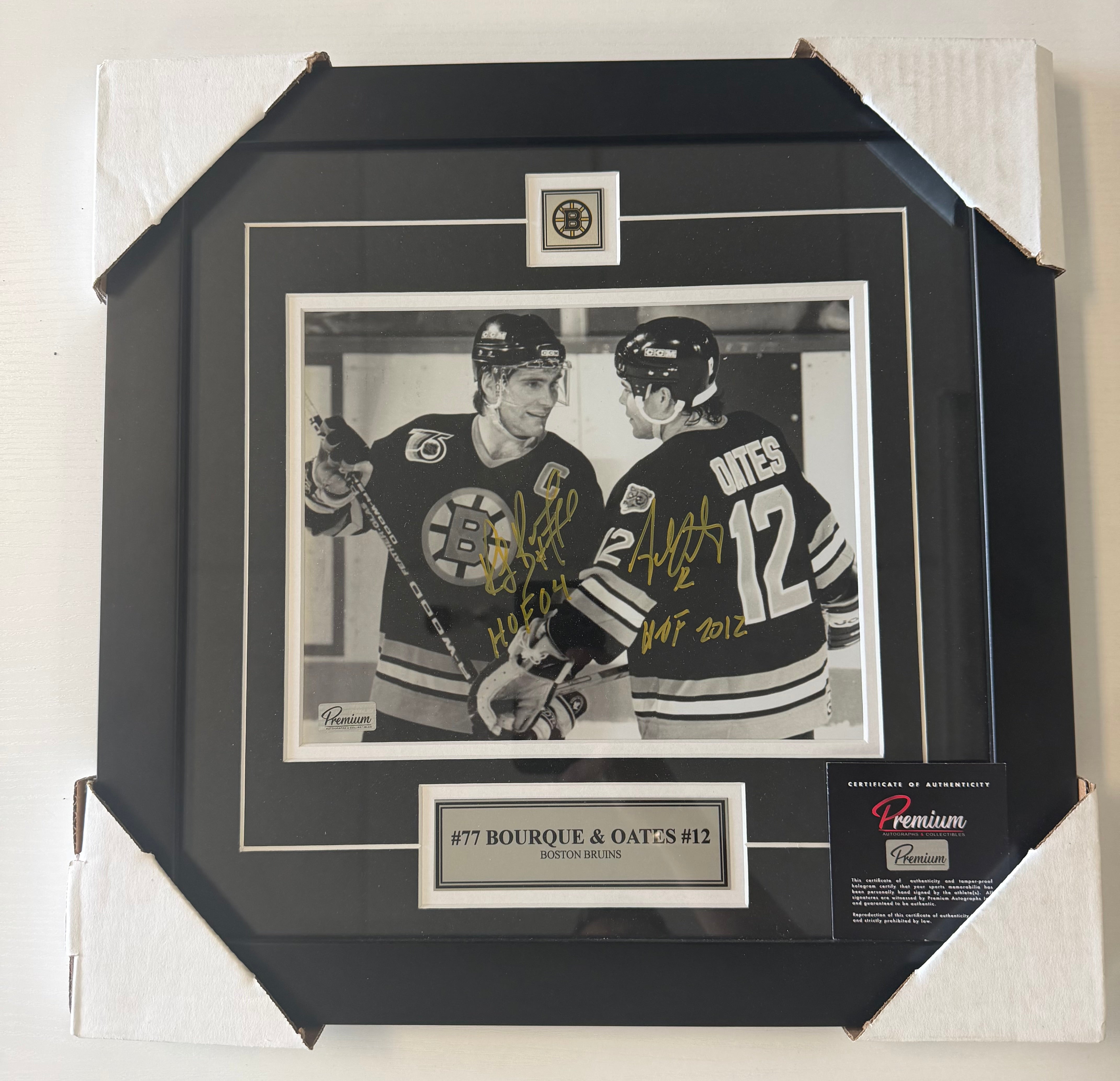 Ray Bourque & Adam Oates Signed Frame HOF Inscribed Premium COA