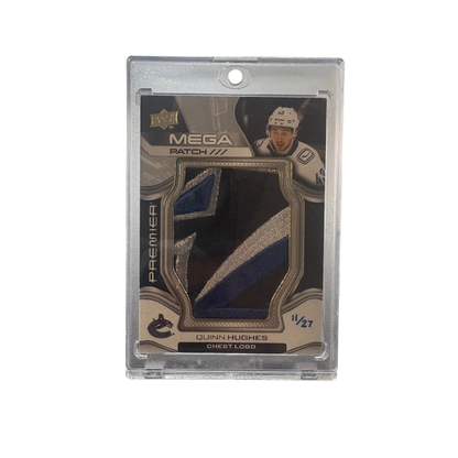 2022-23 UPPER DECK PREMIER QUINN HUGHES MEGA PATCH CHEST LOGO 11/27