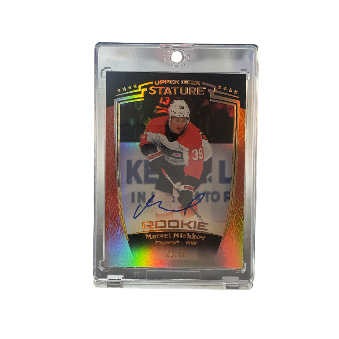 2024-25 UPPER DECK STATURE MATVEI MICHKOV ROOKIE AUTO ORANGE 20/50