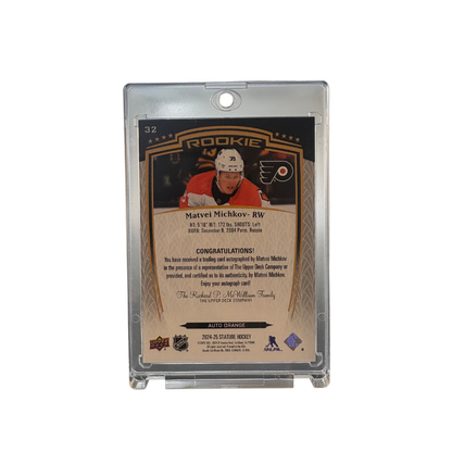 2024-25 UPPER DECK STATURE MATVEI MICHKOV ROOKIE AUTO ORANGE 20/50