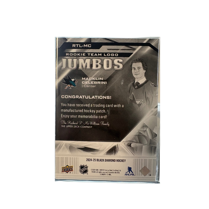 2024-25 UPPER DECK BLACK DIAMOND MACKLIN CELEBRINI ROOKIE TEAM LOGO JUMBOS