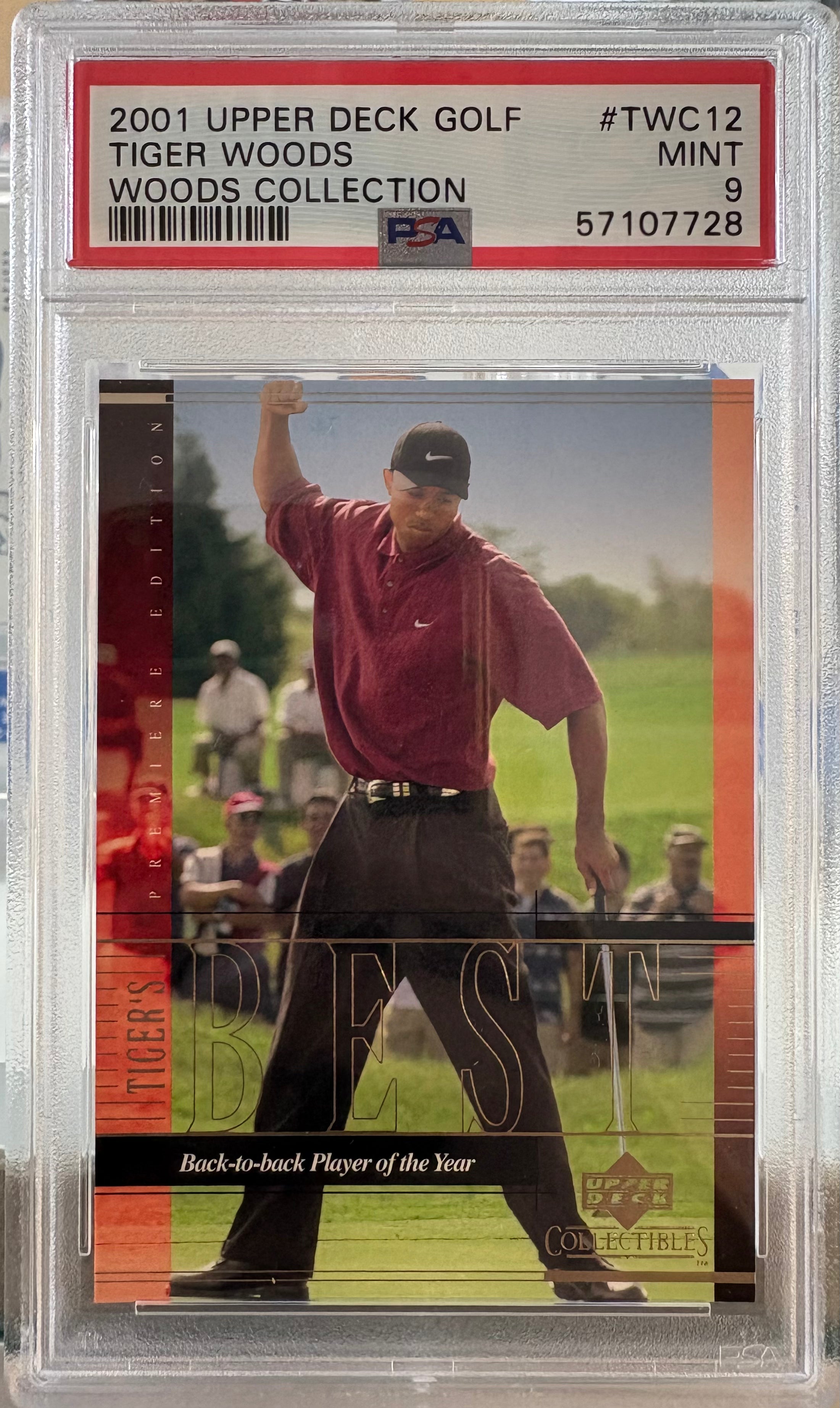 2001 UPPER DECK GOLF TIGER WOODS WOODS COLLECTION #TWC12 PSA 9