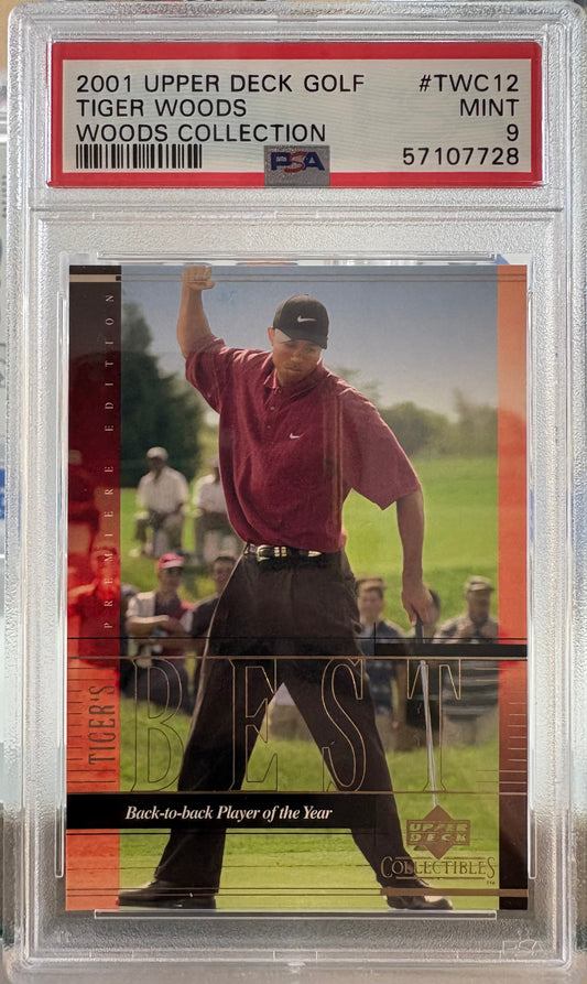 2001 UPPER DECK GOLF TIGER WOODS WOODS COLLECTION #TWC12 PSA 9