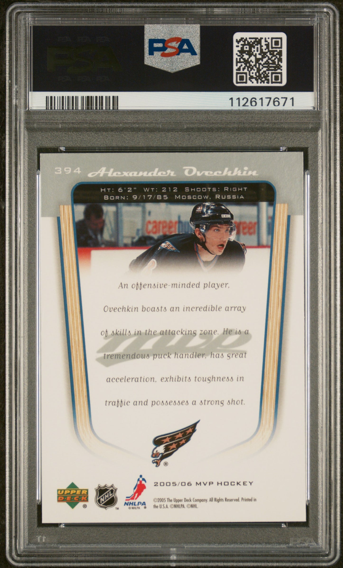 2005 UPPER DECK MVP ALEXANDER OVECHKIN MVP ROOKIES PSA 9