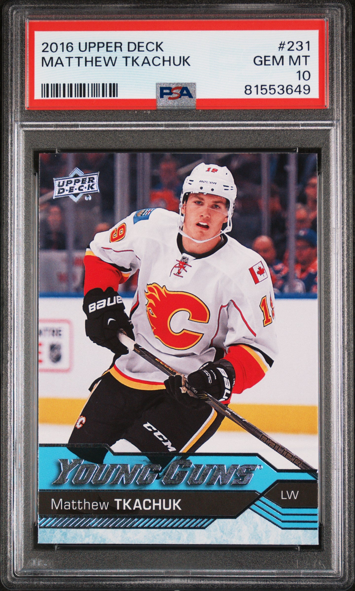 2016-17 UPPER DECK SERIES 1 MATTHEW TKACHUK YOUNG GUNS PSA 10