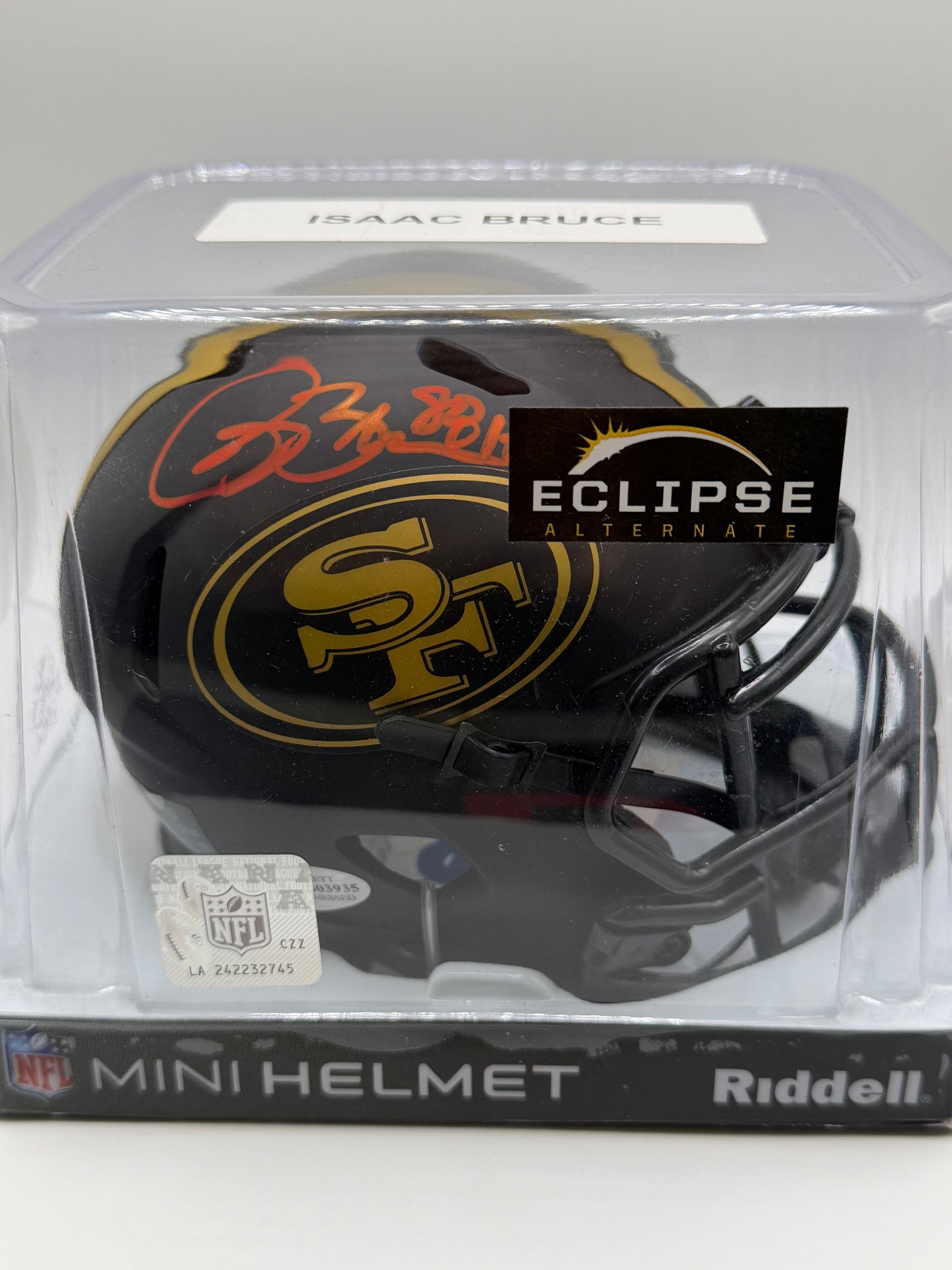 Isaac Bruce Signed Mini Riddell Helmet (Eclipse Alternate) Beckett COA